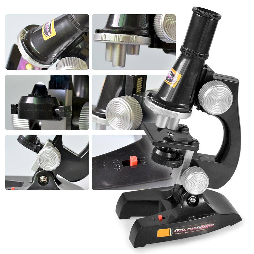 Kids Students Optical Microscope Set Kit With Light Scientific Toy Experimental