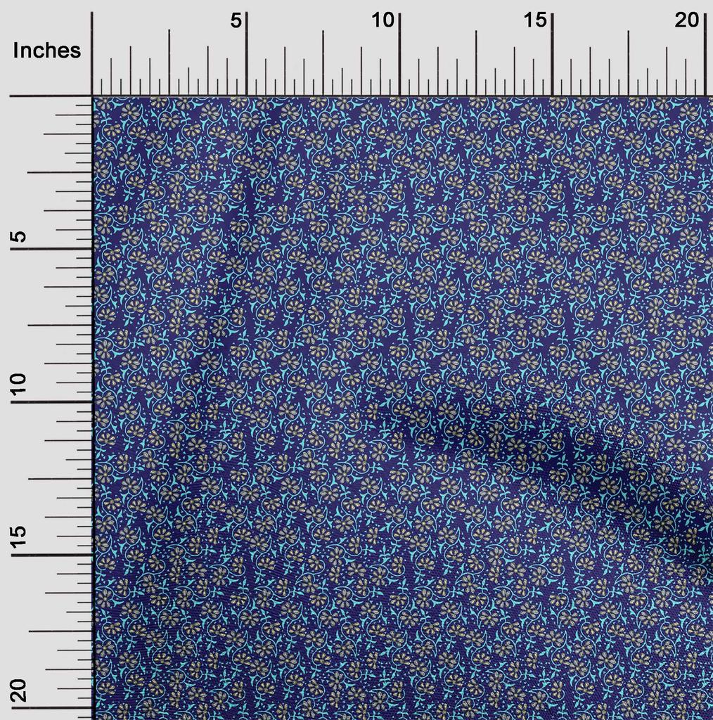 oneOone Cotton Flex Fabric Floral Block Print Fabric BTY 40 Inch Wide