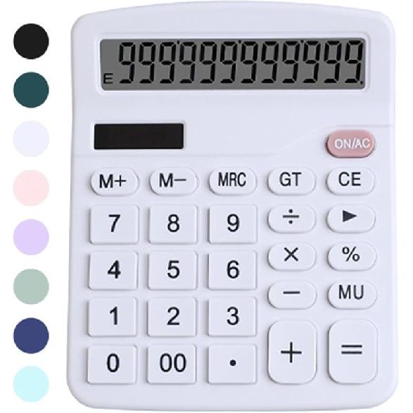 Office Desk Calculator - Dual Power Simple Financial Calculator with Big Button Large Display for Office, Home & School (Black)