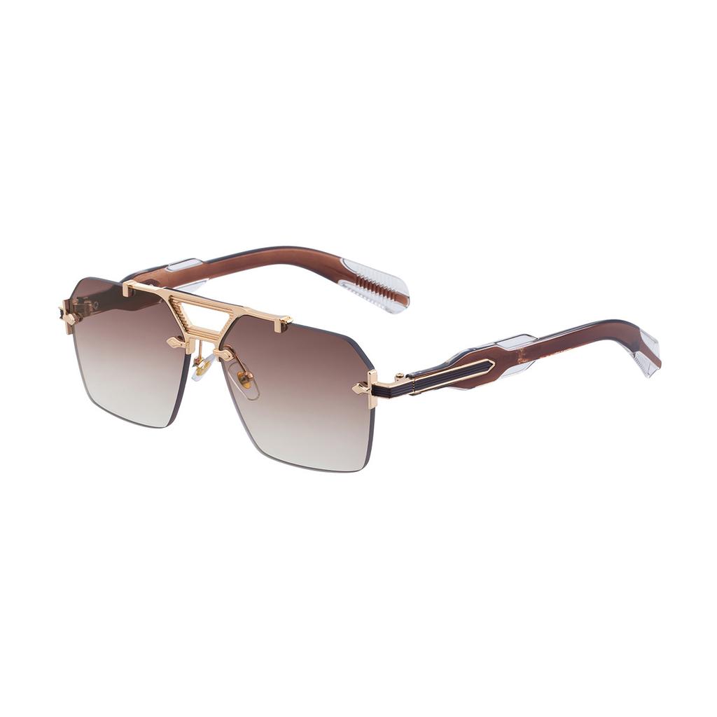 Classic Rivet Rimless Pilot Sunglasses For Men Women Luxury Designer Vintage UV Protection Driving Travel