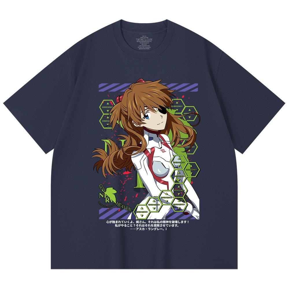 230 Gsm 100% Cotton Evangelion V4 Asuka Print Unisex Heavy Cotton T Shirt