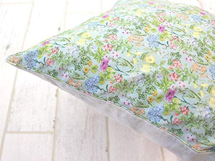 DDintex FLORET LONDON Cushion 45x45cm Cover, Poet's Meadow, Turquoise, [Liberty Print]
