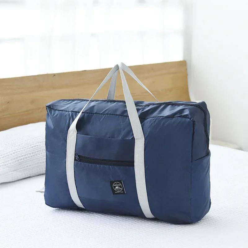 1pc-Solid Color Waterproof Folding Travel Bag Lightweight and Large Capacity Luggage Storage Bag