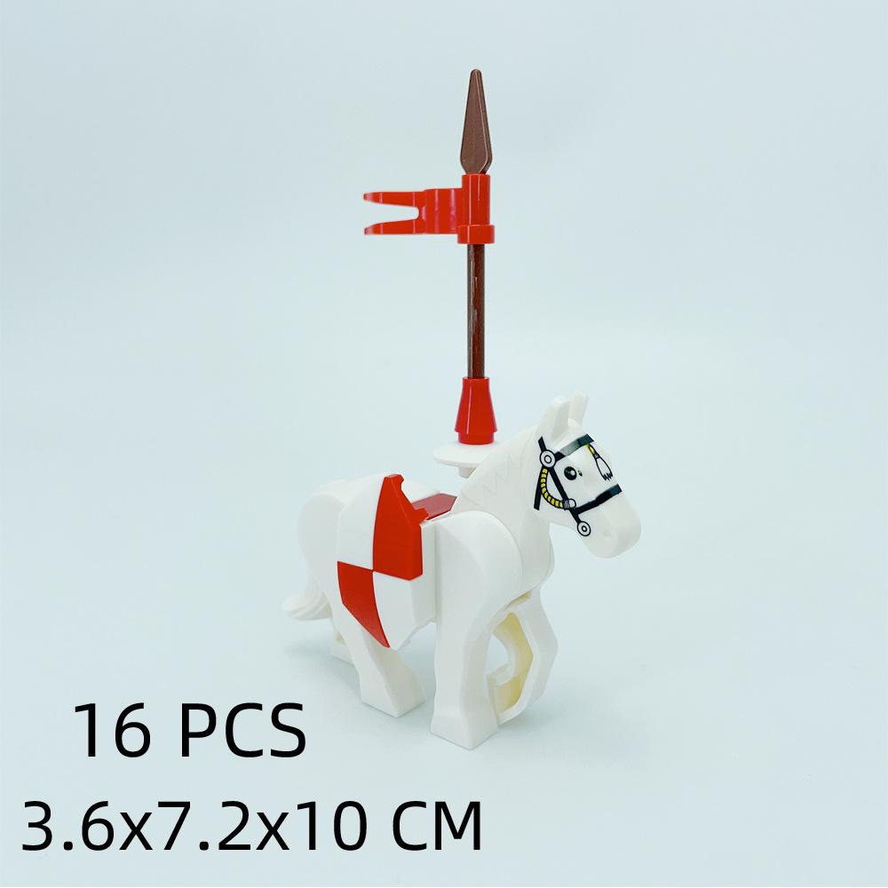 Small Particles Medieval Ancient Weapons War Military Tent Viewing Platform Showdown War Horse Building Block Scene