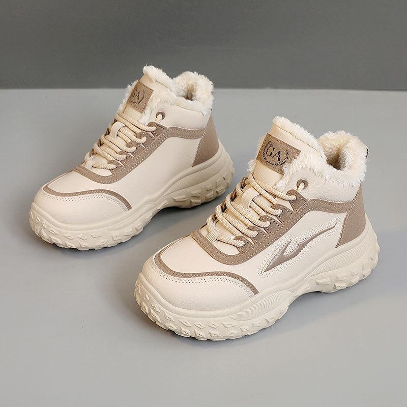 Q3301 New Winter Cotton Shoes Platform Women's Shoes Color Matching Warm High-top Velvet Heightening Student Cotton Shoes