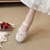 Bow Shallow Mouth Mary Jane Shoes Women's New Temperament One-word Belt Inner Height Increasing Shoes