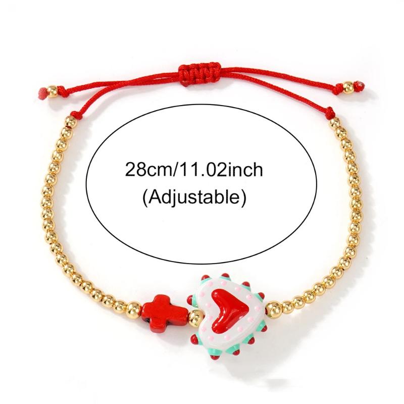 Women Bohemian Beaded Bracelet Colorful Heart & Star Charms Adjustable Chain Perfect For Daily Wear Vacation And Holiday Gift