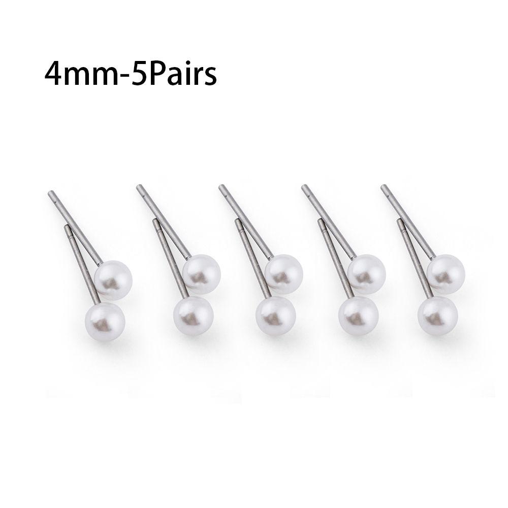 

4mm 5mm 6mm 8mm 10mm 12mm Wedding Engagement Fashion Pearl Earrings Elegant Round Shape Ear Stud 4mm-5Pairs