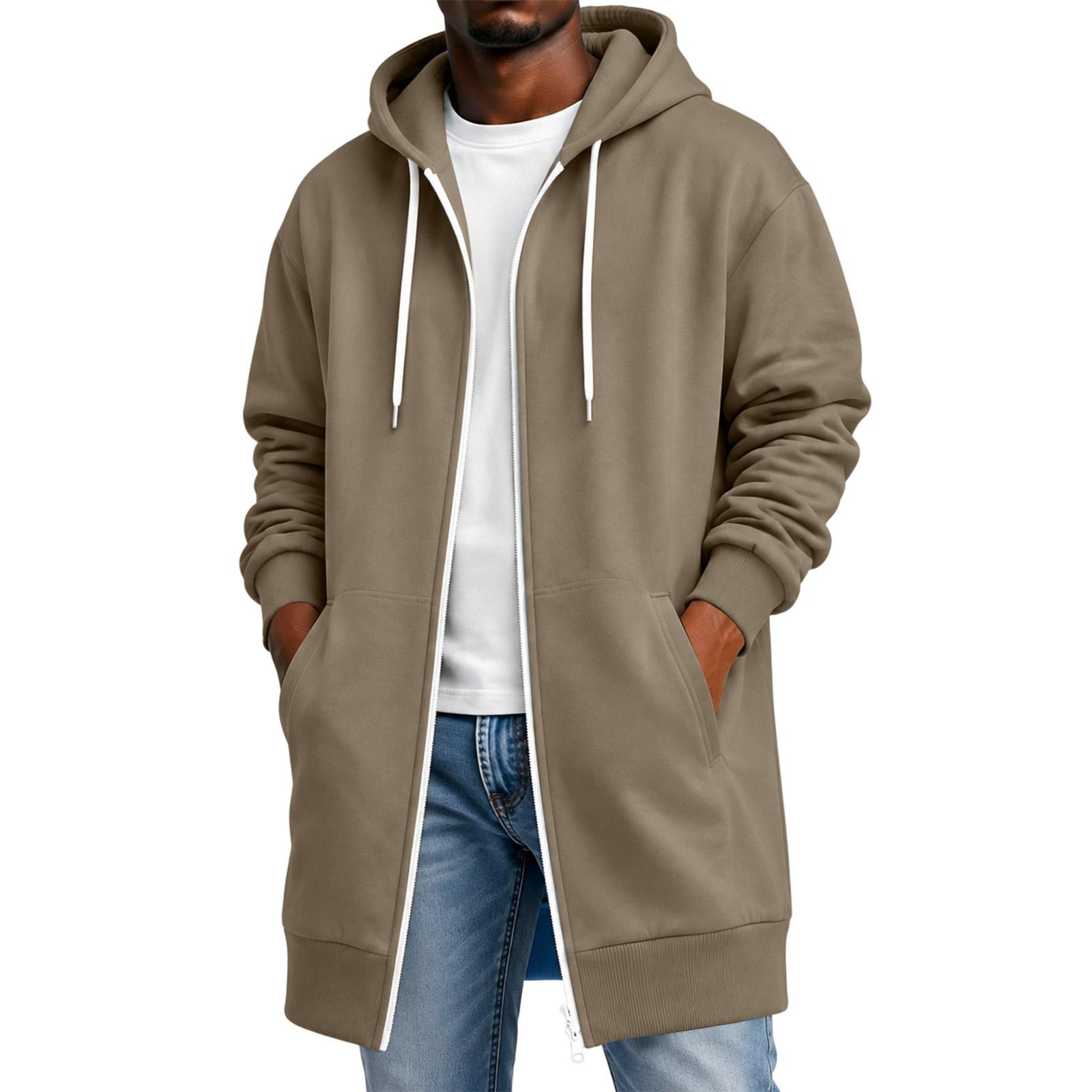 Herren Kapuzenjacke mit Reißverschluss, langen Ärmeln und Taschen L gray
