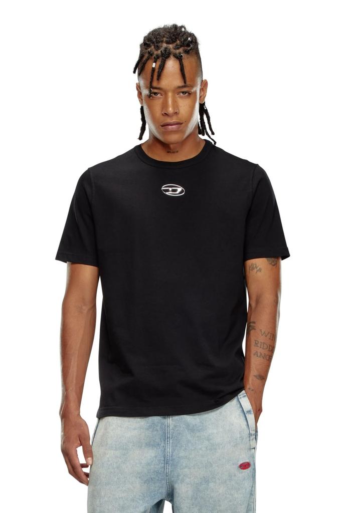 Diesel Logo Oval D Size A178800CLBR Men's T-Shirt, L, Black, 9XX,