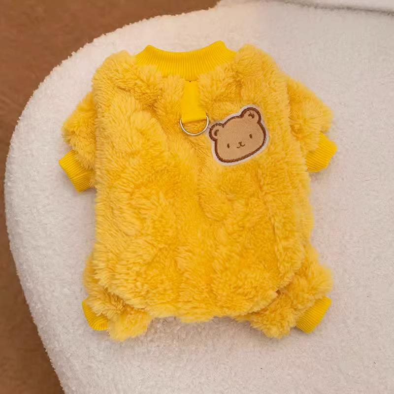 Haină Polar Drăguță cu Ursuleț Coreean pentru Câini și Pisici - Cu Patru Picioare, Caldă și Groasă pentru Toamnă/Iarnă