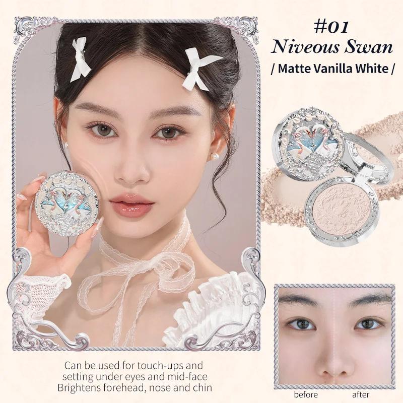 

Flower Knows Swan Ballet Embossed Blush Vegan Soft Powder Long Lasting Natural Matte Finish Velvet Mist Makeup 01 Swan Ballet