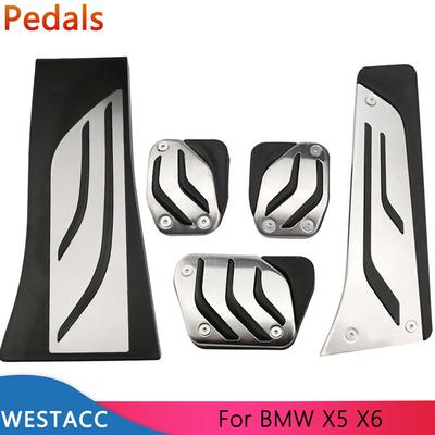 BMW X5 X6 F15 F16 E70 E71 E72 2008-2018 Gaz Fren Debriyaj Dayanağı Pedal Kapağı için Paslanmaz Çelik Araba Pedalları