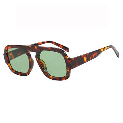 Gafas de sol cuadradas de estilo retro con estampado de carey verde para mujer y hombre. Gafas de sol de lujo de diseño con lentes degradadas azules S13138