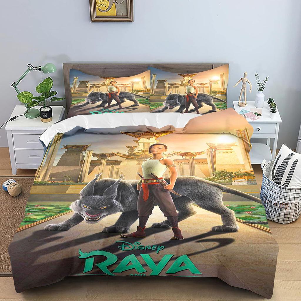 Raya And The Last Drag Comforte Bedroom Printed Cartoon Quilt Cover Bedding Set With Pillowcase Suitable For Children And Adults
