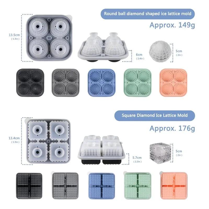 Silicone Ice Cube Tra 4-Compartment Ice Cube Tray with Lid Foldable Leak-Proof Ice Cube Tray with Funnel BPA-Free Ice Cube Tray