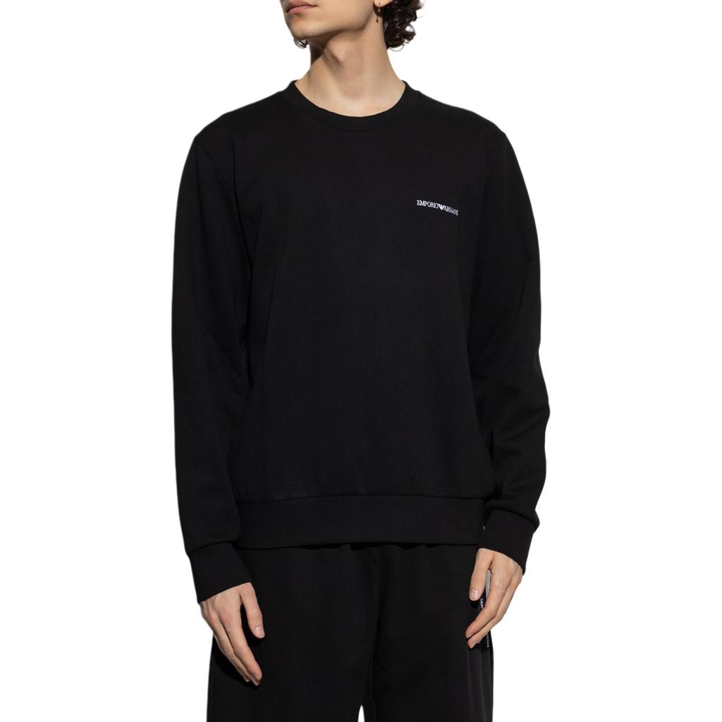 Emporio Armani Logo Embroidered Crew Neck Long Sleeve Sweatshirt Men sweatshirt Black EM000520-AF10790-UC001