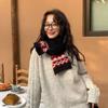Wool Jacquard Knitted Scarf Plush Fair Isle Style Shawl Winter Cashmere Scarves  Autumn Winter