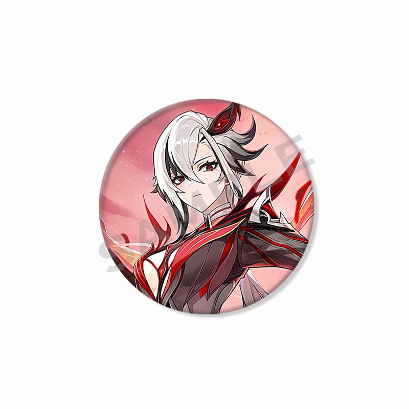 Creative Game Genshin Impact Brooch Cute Arlecchino Figure Lapel Pins Backpack Shirt Clothes Accessories Badge Collectible Gifts