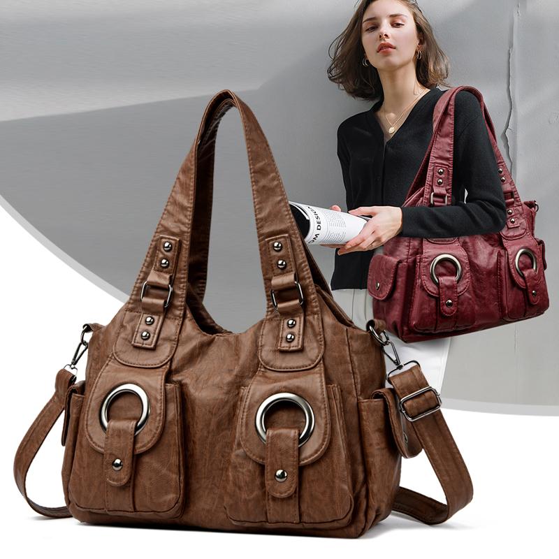 High Quality Women's Soft Leather Shoulder Bags Multi-Layer Pockets Classic Crossbody Bag Luxury Designer Handbags and Purses