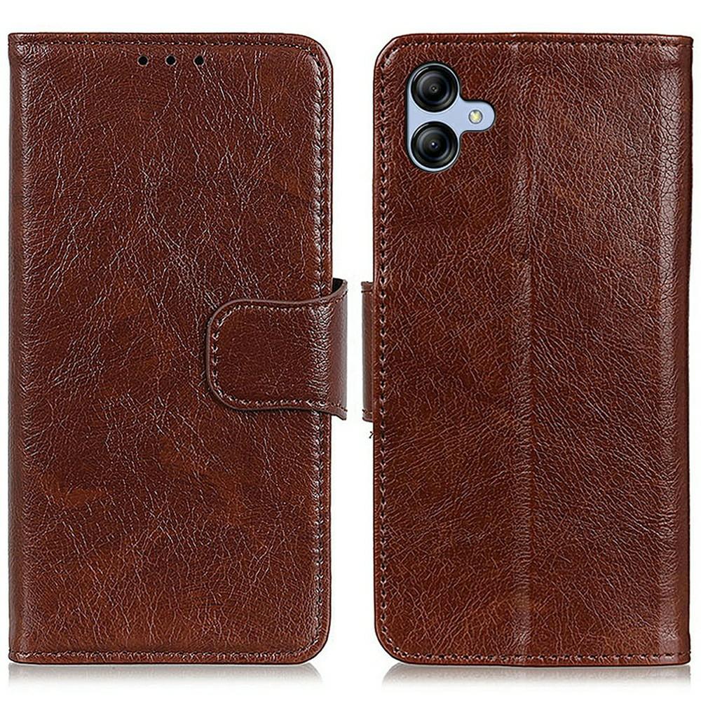 

For Samsung Galaxy A07 Case Nappa Texture Split Leather Wallet Phone Cover Brown