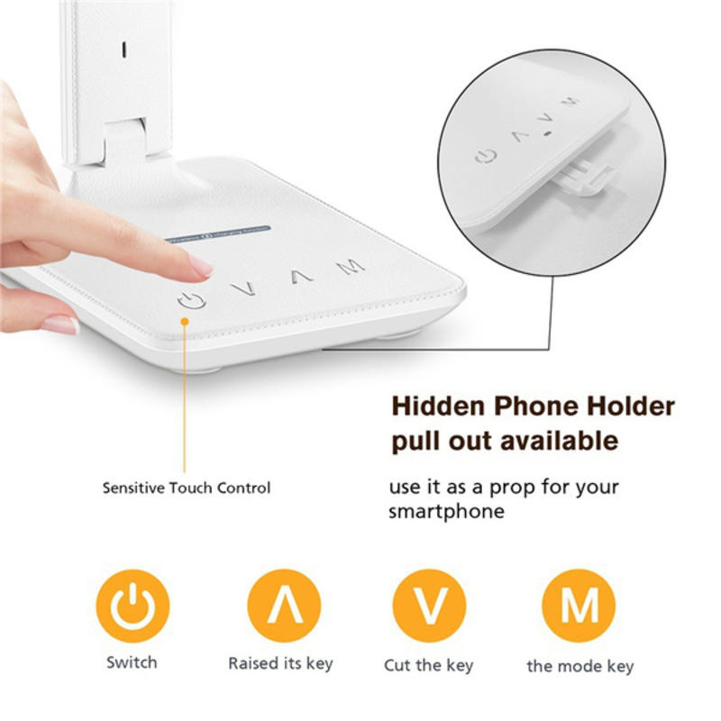 LED Desk Lamp with Wireless Charger, Dimmable Desk Lamp with USB Charging P
