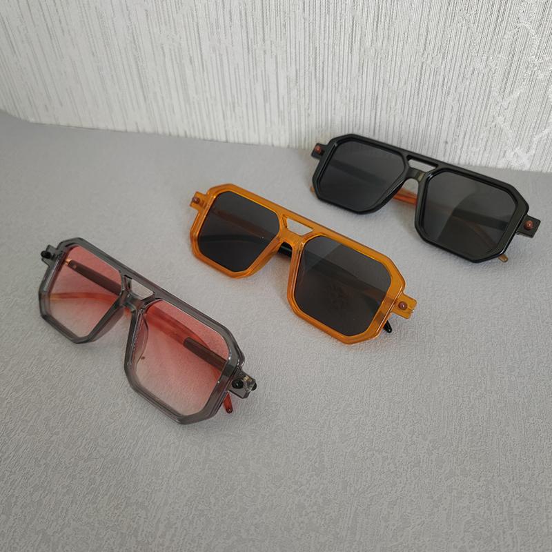 

3pcs/Set Vintage Stitching Color Men Women Sunglasses Fashion Square Double Bridges Eyewear Office Anti-blue Light Glasses