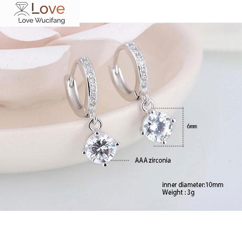 925 Sterling Silver Earrings Mosaic Cz Four Claws Zircon Drop Earrings For Women Oorbellen Brincos Pendientes S -E401