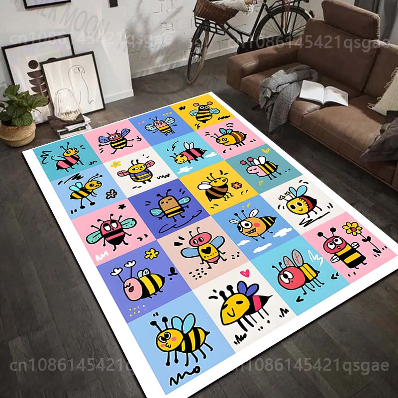 Multiple sizes Cartoon Bees Collection Carpet for Living Room Bedroom Sofa Home Decor Rus Non-slip Floor Mat Luxury Gift