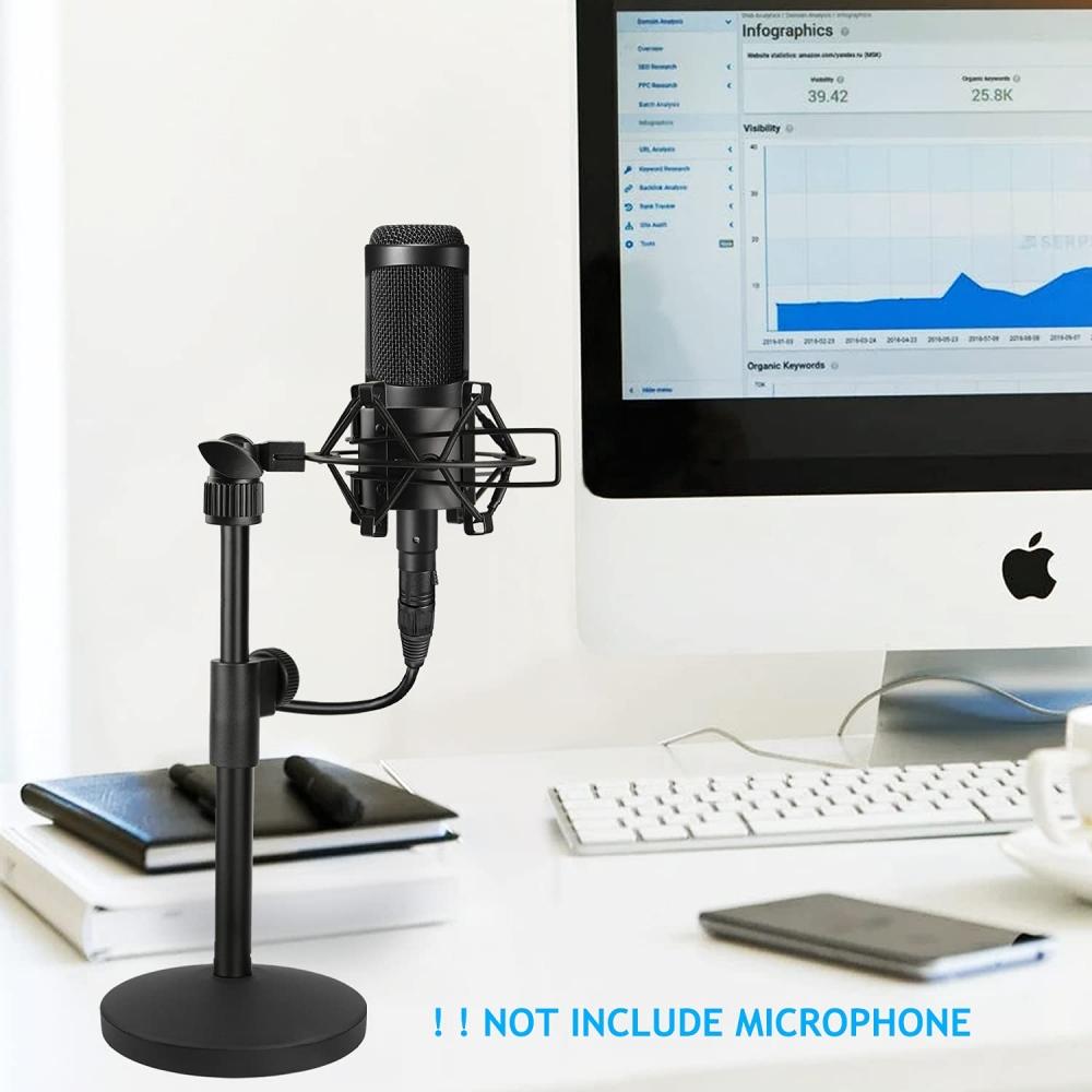 Frgyee AT2020 Desktop Microphone Stand Adjustable Table Mic Stand Microphone Shock Mount for Audio-Technica AT2020 AT2020USB+ AT2035 ATR2500 Condenser
