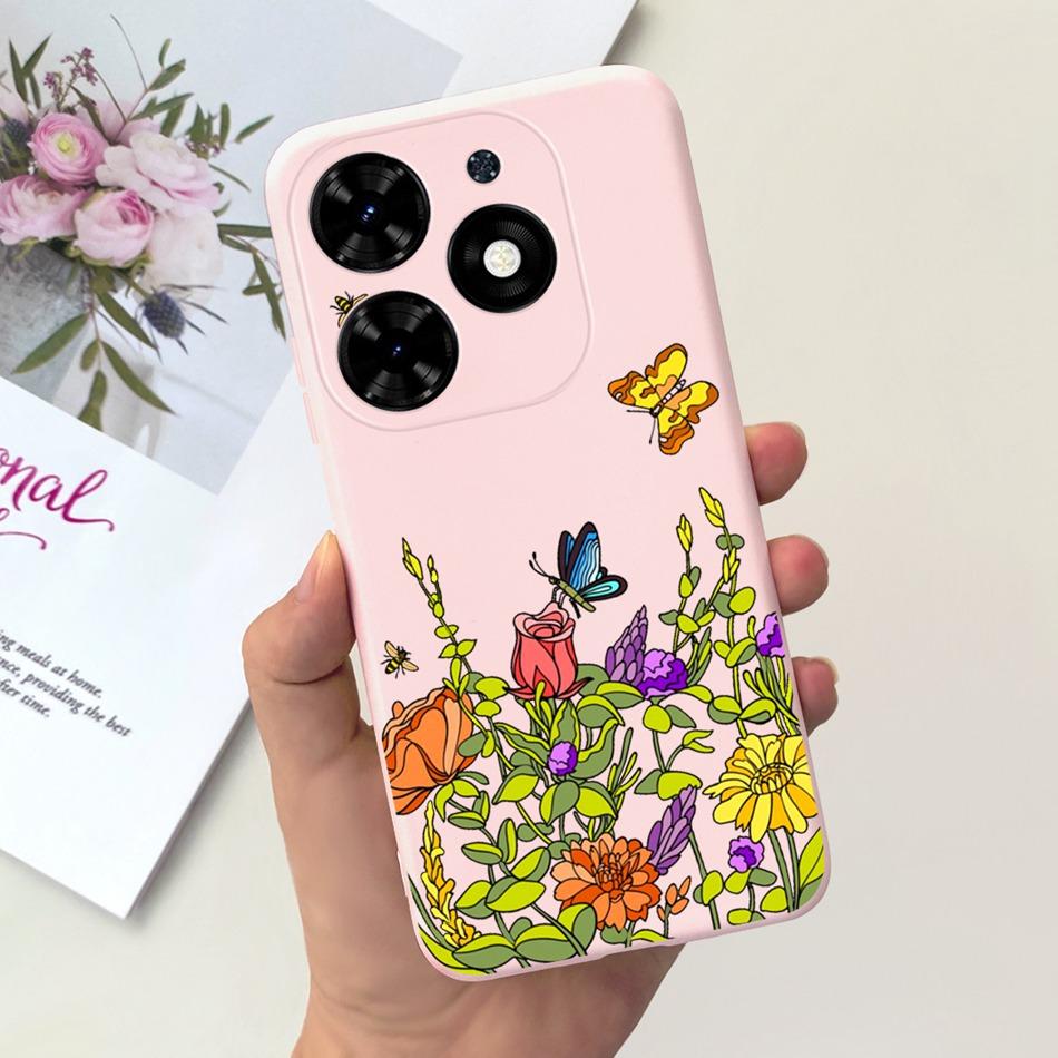 

For Tecno Spark Go 2024 Case Cute Flower Love Pattern Candy Color Soft Silicon Slim Phone Back Cover For Spark Go (2024) BG6 Tecno Spark Go 2024