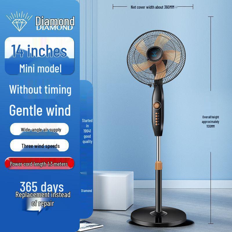Remote-Controlled Silent Standing Electric Fan with Oscillating Head