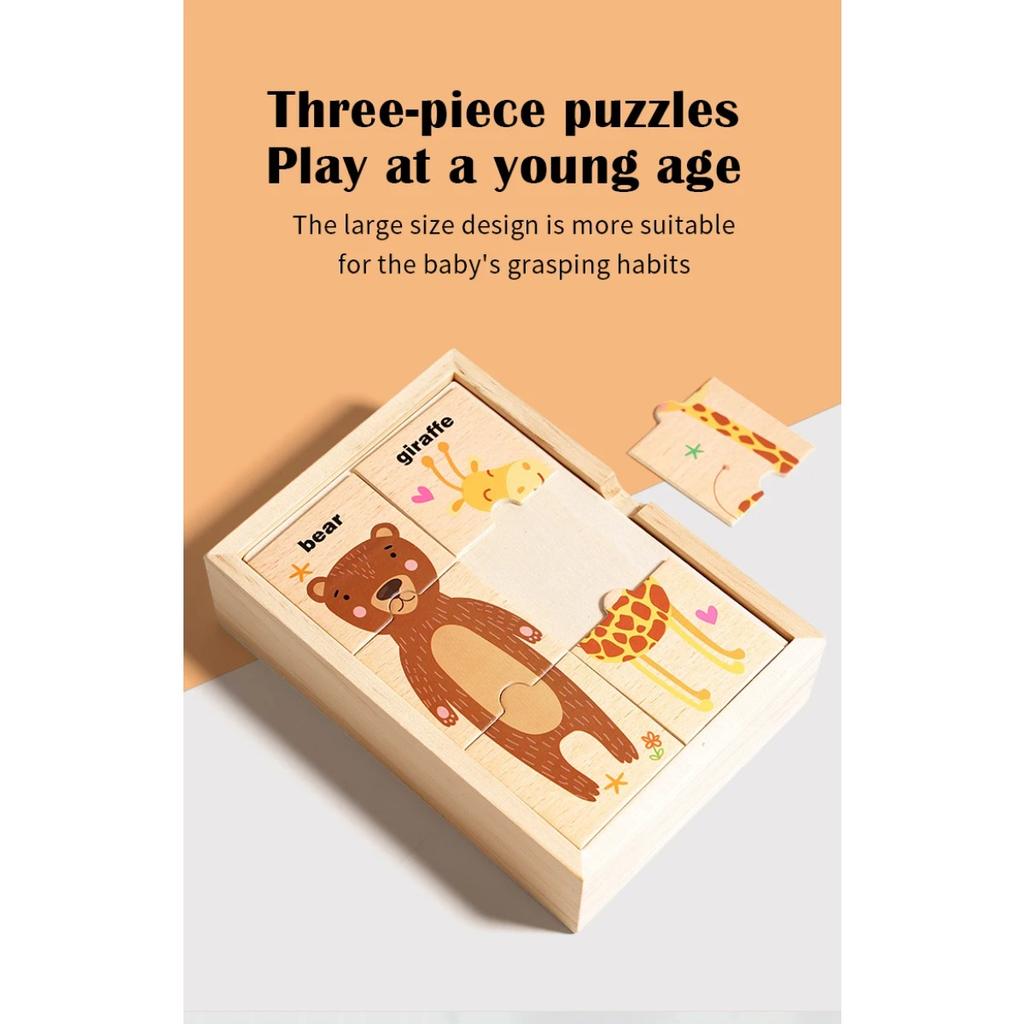 Drewniana zabawka edukacyjna Montessori Gra pamięciowa z dopasowywaniem wzorów zwierząt dla dzieci Poznawanie słów angielskich Układanka planszowa Prezent dla dzieci