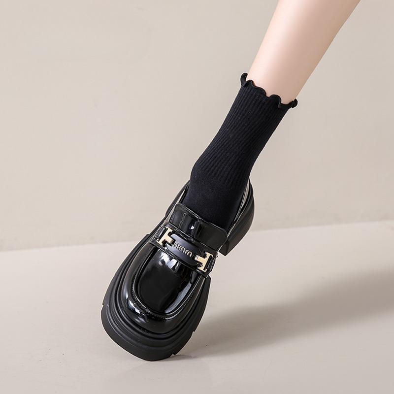 Pedaling Platform Small Leather Shoes for Women's Autumn New Women's Mary Jane Single Shoes Trend