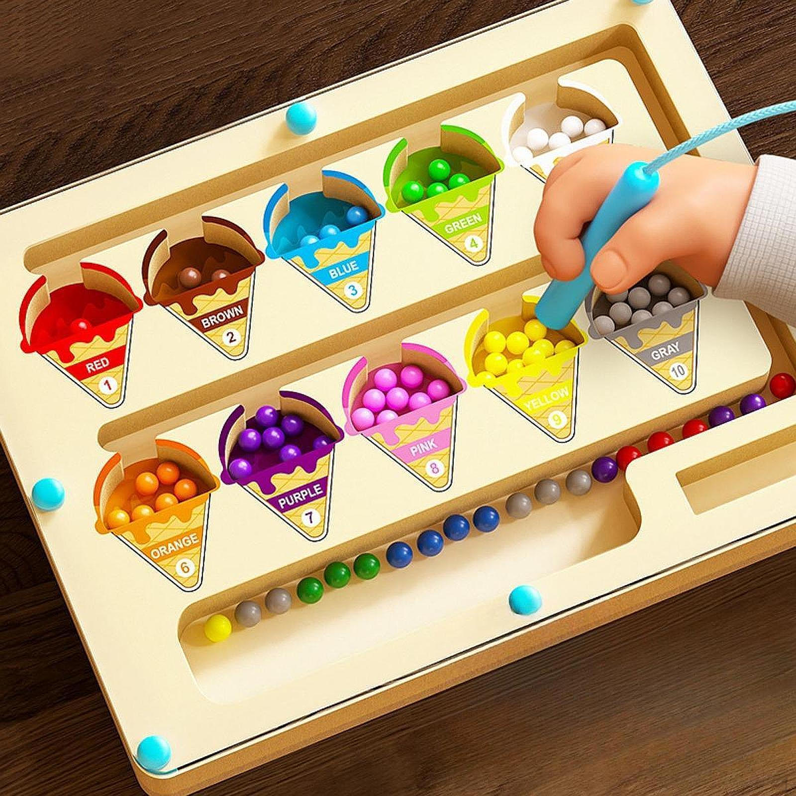 

Игра-лабиринт с цветами и числами Монтессори-игрушки для детей 3, 4, 5 лет, малышей, детей, мороженого Ice Cream