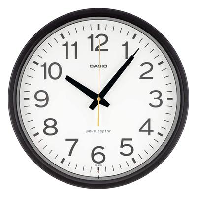 Wanduhr, Funkuhr, Schwarz, Analog, Sekundenzeiger stoppt nachts, IQ-482J-1JF