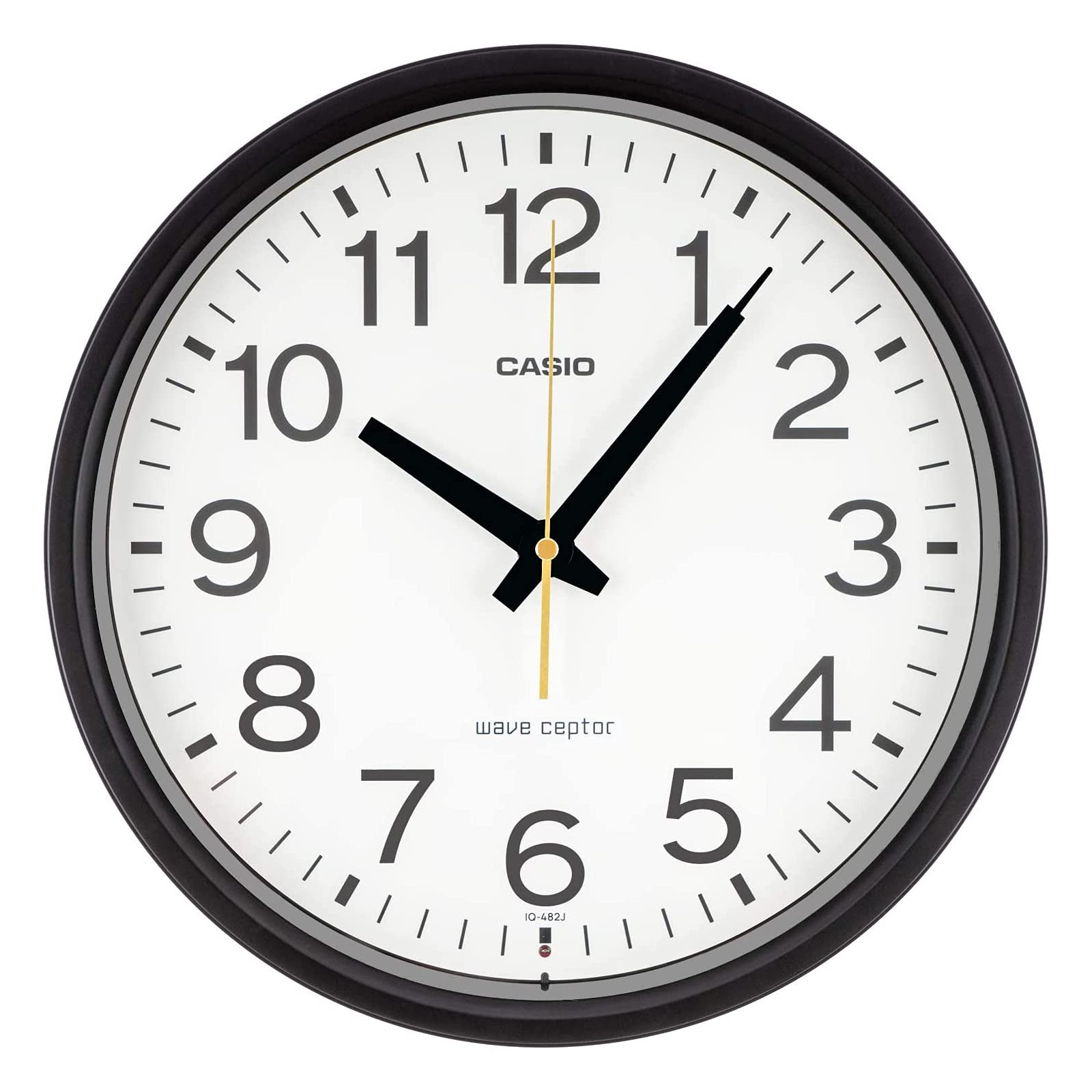 

CASIO Wall Clock, Radio-Controlled Clock, Black, Analog, Second Hand Stops at Night, IQ-482J-1JF