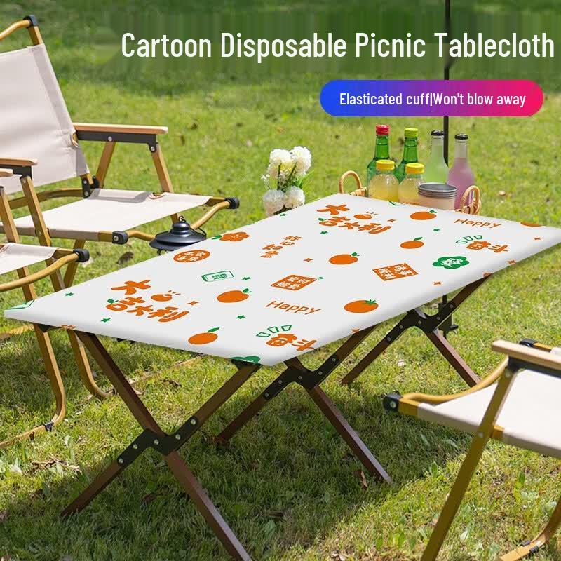Disposable Thickened Picnic Tablecloth with Drawstring