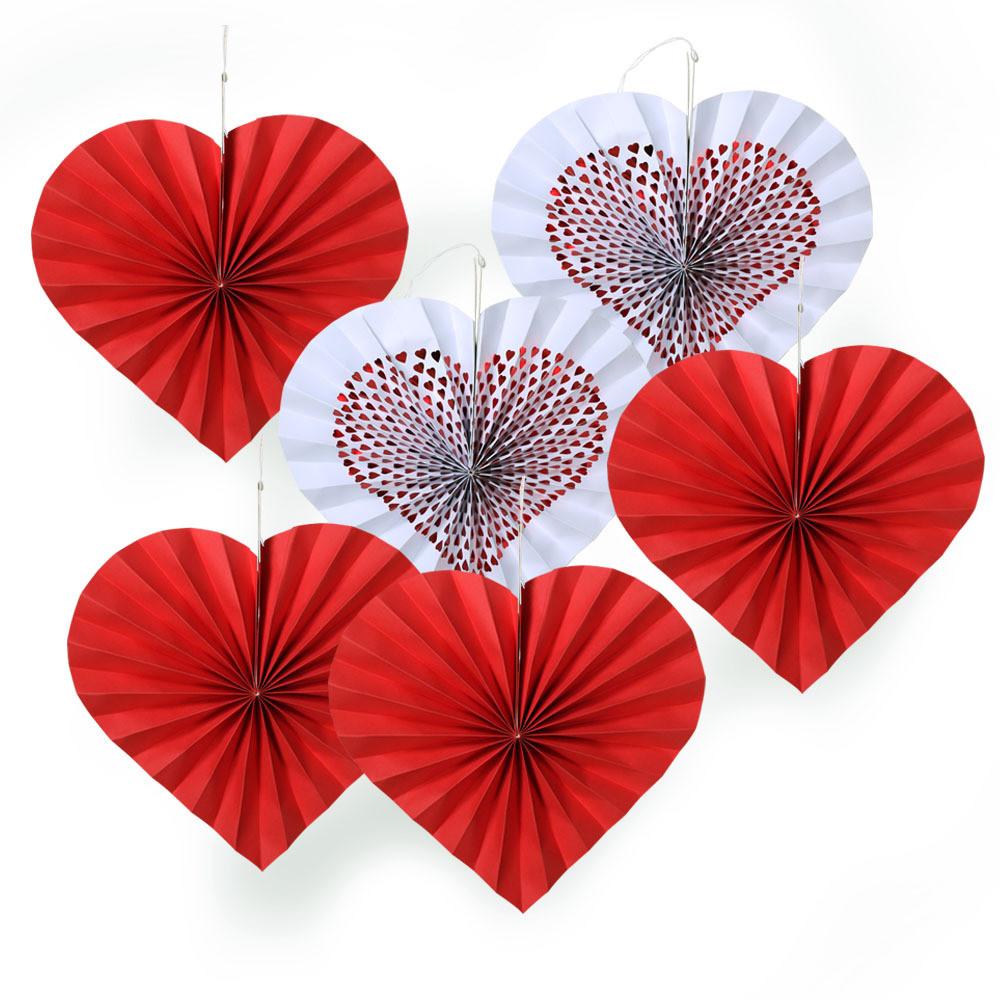 Fan Paper Decorative Flowers In Heart Shape For Romantic Valentines Day Events