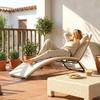 Poly Rattan Sun Lounger S-Shaped Garden Lounger with Cushion Breathable Seat Surface Steel Frame