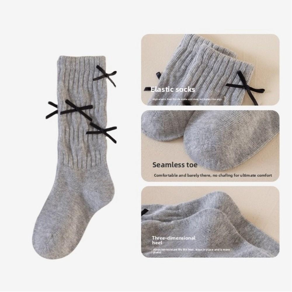 Korean Style Long Girls Socks Solid Color Grils Stocking Soft Pile-up Socks  1-5 Year