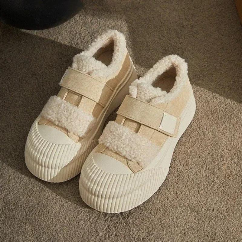 New Winter Women's Ankle Boots Plush Warm Home Cotton Shoes Fashion Hook & Loop Design Suede Women's Snow Boots Zapatos