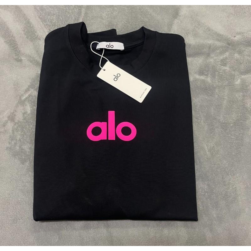 ALO Baumwolle Lockere Passform Unisex Rundhals T-Shirt Streetwear Lässiges Oberteil