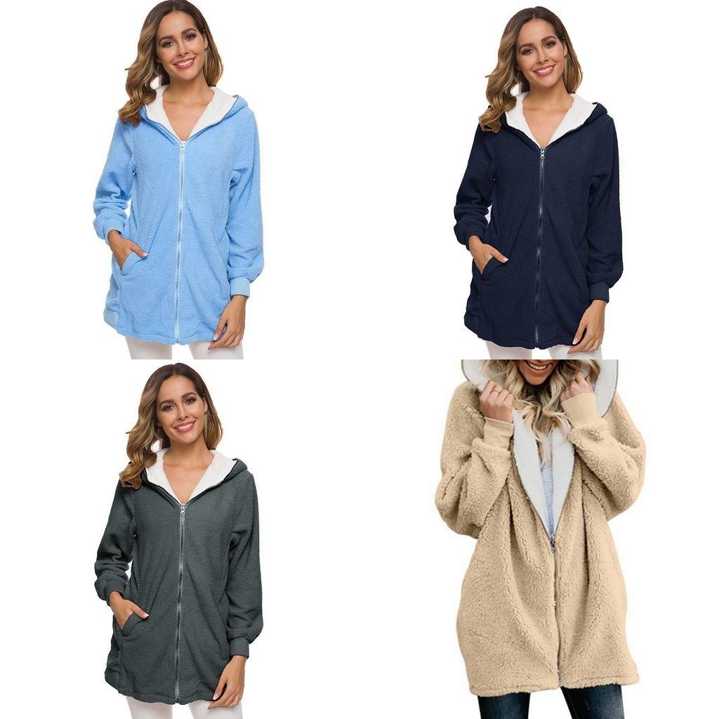 Gemütlicher Damen Teddybär Flauschiger Mantel Kapuzenjacke aus Kunstfleece Oberbekleidung für ultimativen Komfort