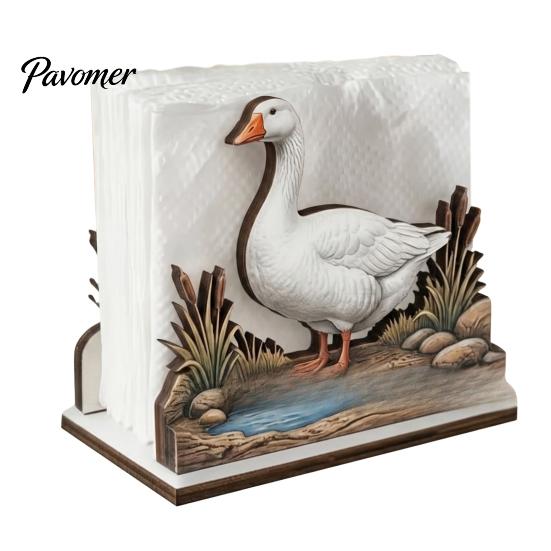 Practical Housewarming Gifts for New Home Rustic Wooden Napkin Holder, Octopus/Bird/Goose/Turtle/Black Bear/Elephant Pattern, Compact Tissue