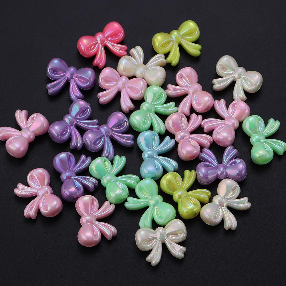 100/200pcs Acrylic Beads Plated Color Butterfly Bow Loose Beads For Jewelry Making DIY Bracelets Necklace Earrings Accessories