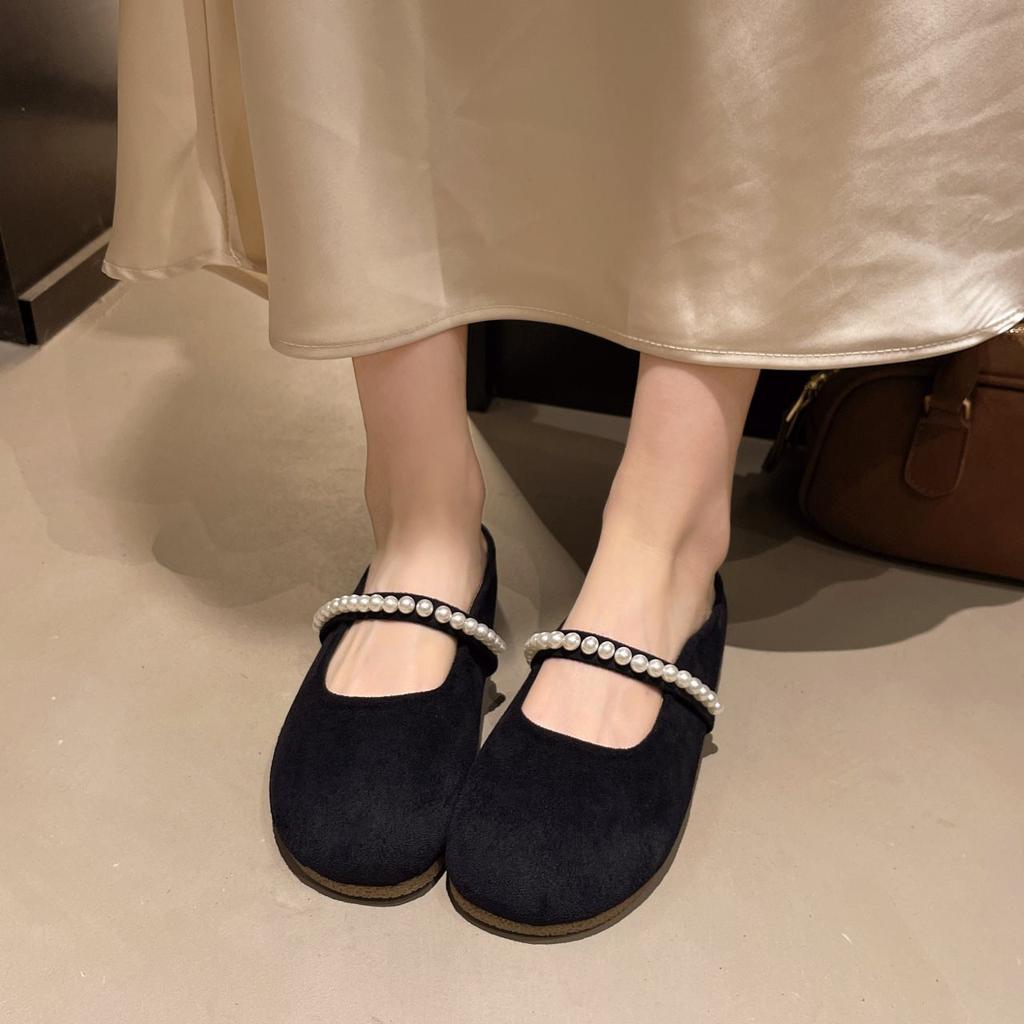 Mary Jane Gentle Spring Flat Bottom Bag Head Half Slippers Women'S Summer Cool Slippers Soft Sole Evening Shoes Outside