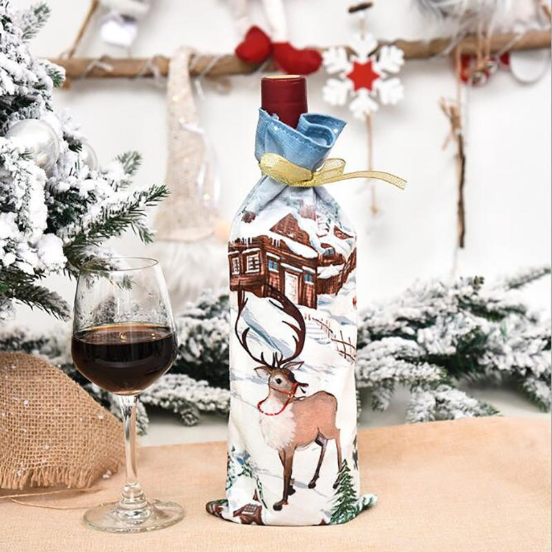 Santa Claus Elk Snowman Wine Bottle Dust Cover Navidad Noel Christmas Decorations For Home Dinner Table Decor New-Year