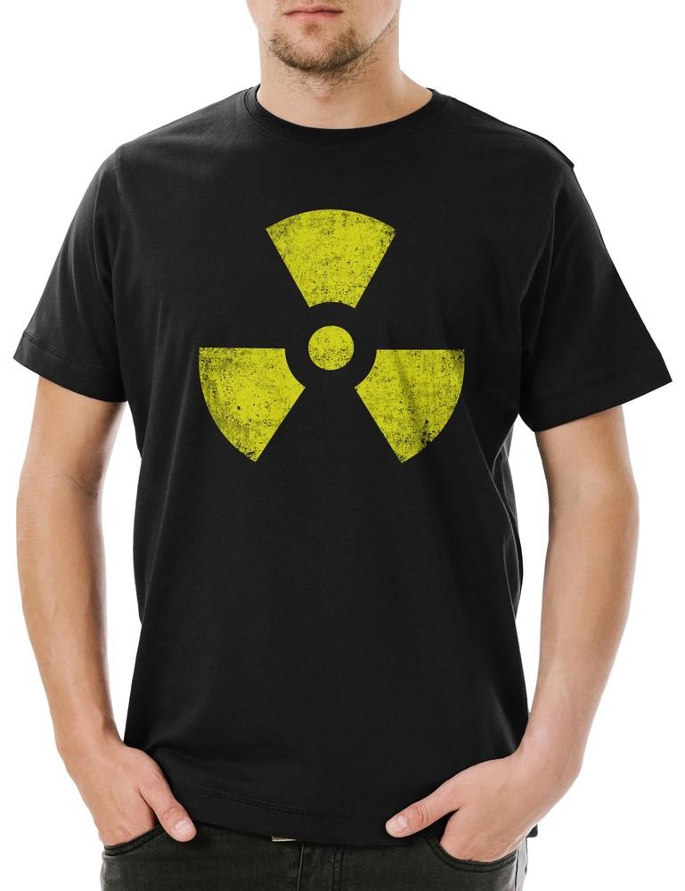 Black Radioactive Vintage Symbol Men's T-Shirt Goth TBBT Cyber Hardcore Logo