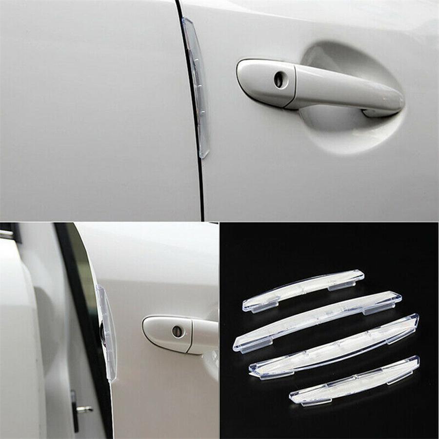 8 Pcs Black+Transparent PVC Universal Car Door Edge Scratch Anti-Collision Strip
